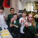 Pupils from Woodlands showing off their smoothie creations!